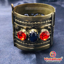 Load image into Gallery viewer, Nomadic Red and Blue Glass Stone Cuff Bracelet