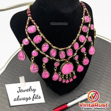 Load image into Gallery viewer, Ethnic Tribal Pink Natural Stone Choker Necklace