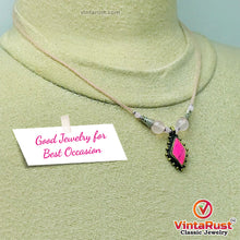 Load image into Gallery viewer, Pink Stones Beaded Chain Pendant Necklace