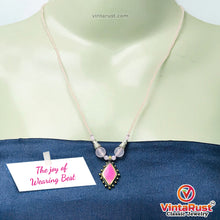 Load image into Gallery viewer, Pink Stones Beaded Chain Pendant Necklace