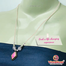Load image into Gallery viewer, Pink Stones Beaded Chain Pendant Necklace
