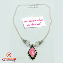 Load image into Gallery viewer, Pink Stones Beaded Chain Pendant Necklace