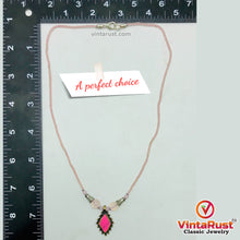 Load image into Gallery viewer, Pink Stones Beaded Chain Pendant Necklace
