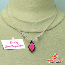 Load image into Gallery viewer, Pink Stones Beaded Chain Pendant Necklace