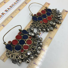 Load image into Gallery viewer, Red and Blue Kuchi Bali Earrings