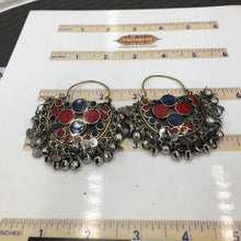 Load image into Gallery viewer, Red and Blue Kuchi Bali Earrings