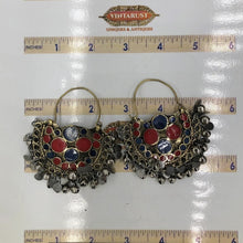 Load image into Gallery viewer, Red and Blue Kuchi Bali Earrings