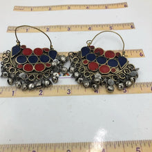 Load image into Gallery viewer, red-and-blue-kuchi-earrings