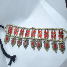 Load image into Gallery viewer, Red and Blue Glass Stones Collar Choker Necklace