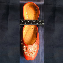 Load image into Gallery viewer, Red Handmade Floral Design Flat Khussa Shoes