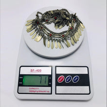 Load image into Gallery viewer, Silver Kuchi Anklets With Red Glass Stones and Tassels