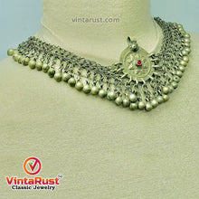 Load image into Gallery viewer, Silver Kuchi Bells Choker Necklace With Vintage Pendant