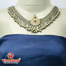 Load image into Gallery viewer, Silver Kuchi Bells Choker Necklace With Vintage Pendant