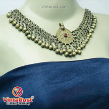 Load image into Gallery viewer, Silver Kuchi Bells Choker Necklace With Vintage Pendant