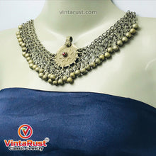 Load image into Gallery viewer, Silver Kuchi Bells Choker Necklace With Vintage Pendant