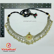 Load image into Gallery viewer, Silver Kuchi Bells Choker Necklace With Vintage Pendant