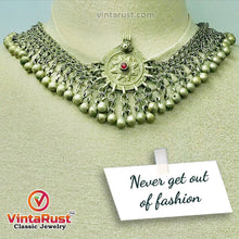 Load image into Gallery viewer, Silver Kuchi Bells Choker Necklace With Vintage Pendant