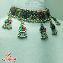 Load image into Gallery viewer, Multicolor Glass Stones Silver Kuchi Bells Jewelry Set