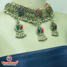 Load image into Gallery viewer, Multicolor Glass Stones Silver Kuchi Bells Jewelry Set