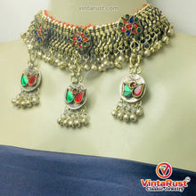 Load image into Gallery viewer, Multicolor Glass Stones Silver Kuchi Bells Jewelry Set