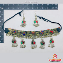 Load image into Gallery viewer, Multicolor Glass Stones Silver Kuchi Bells Jewelry Set