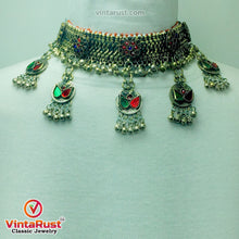 Load image into Gallery viewer, Multicolor Glass Stones Silver Kuchi Bells Jewelry Set