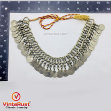 Load image into Gallery viewer, Silver Kuchi Vintage Tribal Coins Choker Necklace