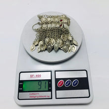 Load image into Gallery viewer, Silver Kuchi Headpiece With Red Glass Stones and Long Tassels