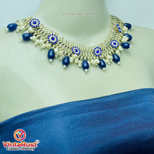Load image into Gallery viewer, Blue Glass Stones Silver Kuchi Jewelry Set