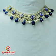 Load image into Gallery viewer, Blue Glass Stones Silver Kuchi Jewelry Set