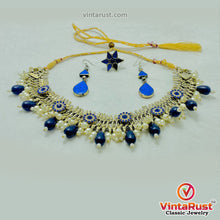 Load image into Gallery viewer, Blue Glass Stones Silver Kuchi Jewelry Set