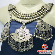 Load image into Gallery viewer, Silver Kuchi Vintage Three Massive Dangling Pendants Necklace