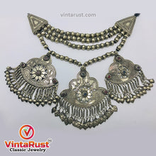 Load image into Gallery viewer, Vintage Silver Three Massive Dangling Pendants Necklace