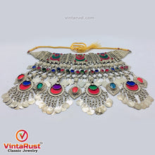 Load image into Gallery viewer, Silver Massive Choker Necklace With Multicolor Glass Stones