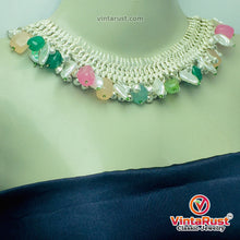 Load image into Gallery viewer, Silver Metallic Statement Choker Necklace With Multicolor Stones