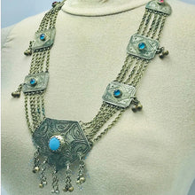 Load image into Gallery viewer, Silver Vintage Necklace with Turquoise Beads