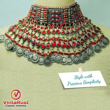 Load image into Gallery viewer, Traditional Handmade Choker With Red Glass Stones