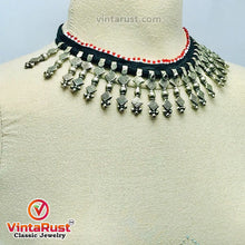 Load image into Gallery viewer, Tribal Boho Vintage Choker Necklace With Dangling Silver Spikes