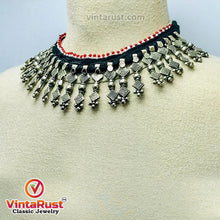 Load image into Gallery viewer, Tribal Boho Vintage Choker Necklace With Dangling Silver Spikes