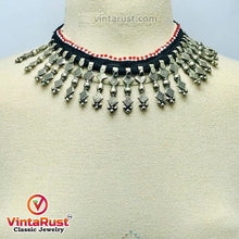 Load image into Gallery viewer, Tribal Boho Vintage Choker Necklace With Dangling Silver Spikes