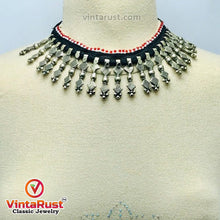 Load image into Gallery viewer, Tribal BVintage Boho Choker Necklace With Dangling Silver Spikesoho Vintage Choker Necklace With Dangling Silver Spikes