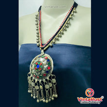 Load image into Gallery viewer, Tribal Pendant Necklace With Glass Stones and Bells
