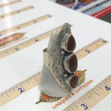 Load image into Gallery viewer, Antique Kuchi Silver Boho Statement Ring