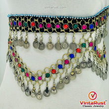Load image into Gallery viewer, Tribal Belly Dance Belt With Multicolor Glass Stones