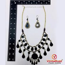 Load image into Gallery viewer, Tribal Black Stones Necklace With Earrings
