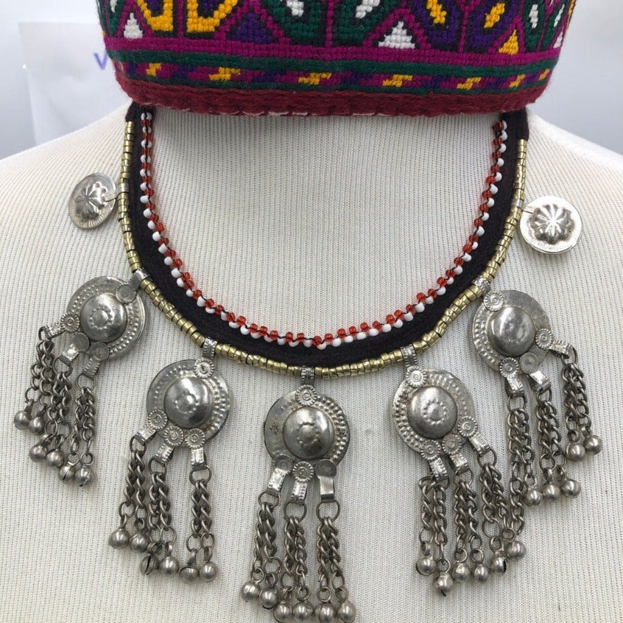 Tribal Silver Oxidized Choker Necklace - Handmade Antique Texture Statement Jewelry For Women