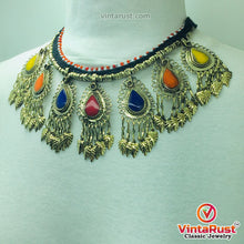 Load image into Gallery viewer, Tribal Choker Necklace With Stones and Dangling Tassels