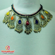 Load image into Gallery viewer, Tribal Choker Necklace With Stones and Dangling Tassels