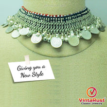 Load image into Gallery viewer, Tribal Coins and Silver Bells Choker Necklace