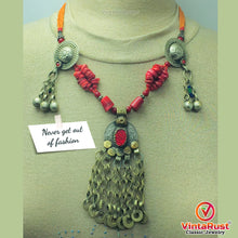 Load image into Gallery viewer, Handmade Red and Orange Beaded Chain Necklace